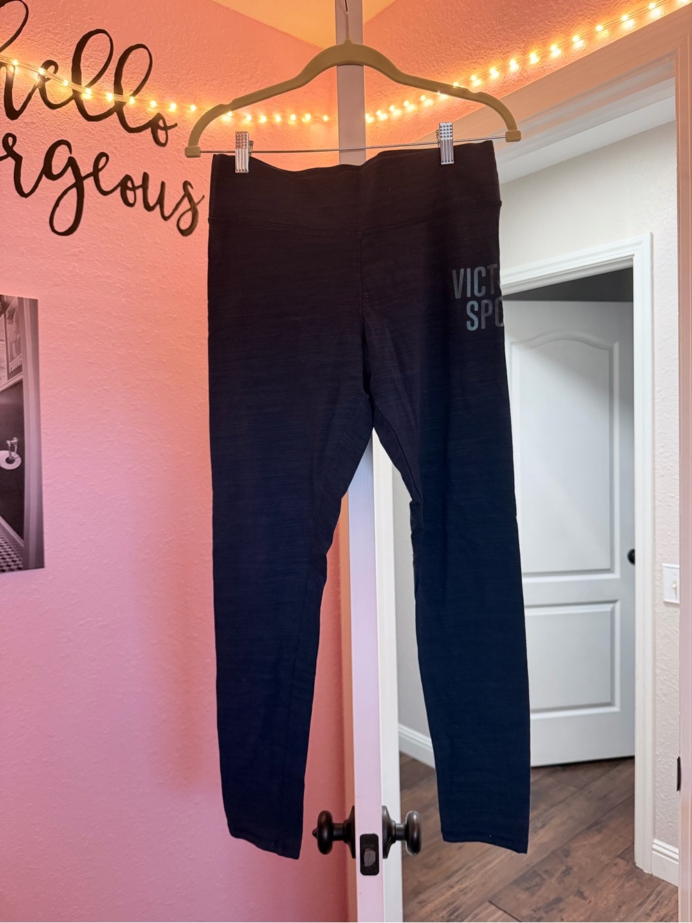Women’s Victoria secret  Active Leggings navy blue with light blue throughout